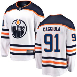 Herren Edmonton Oilers Eishockey Trikot Drake Caggiula #91 Breakaway Weiß Fanatics Branded Auswärts